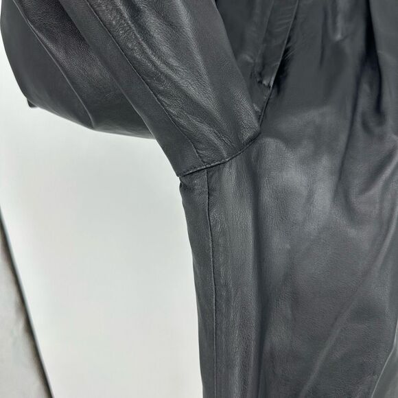 Vintage 90s Womens Pleated Leather Pants Tapered Waist 26” Grunge Minimalist - Picture 11 of 15